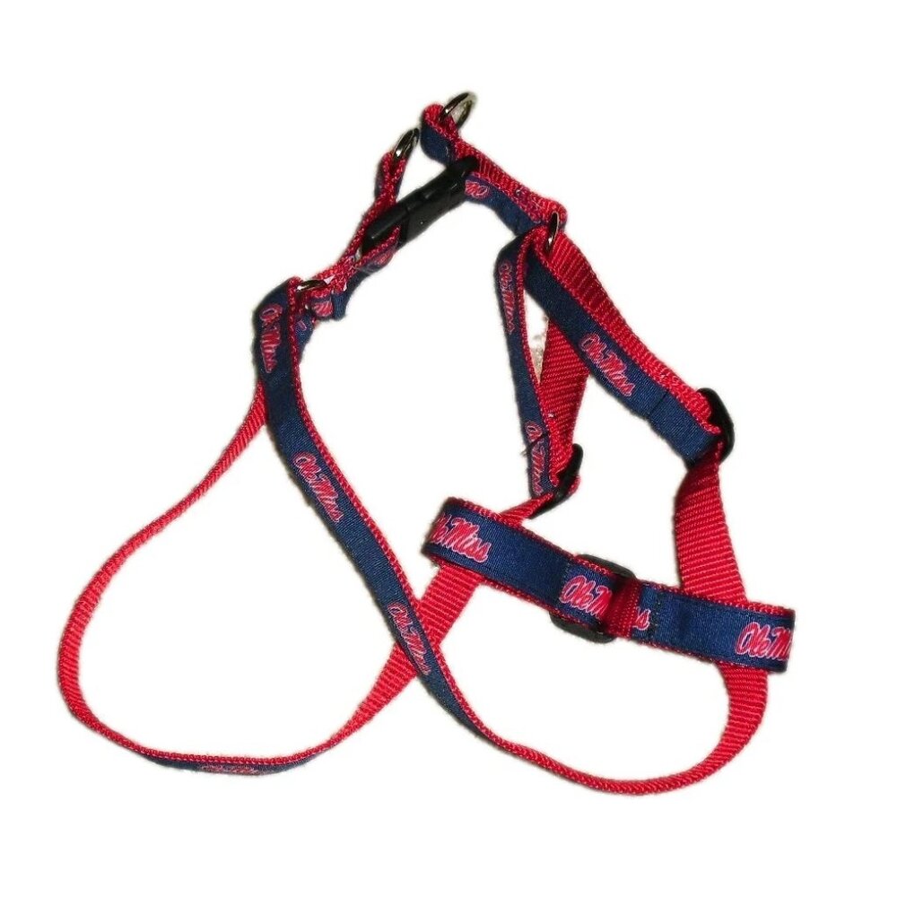 Ole Miss Rebels University Dog Nylon Harness Leash Collar 17 Inch New Ncaa